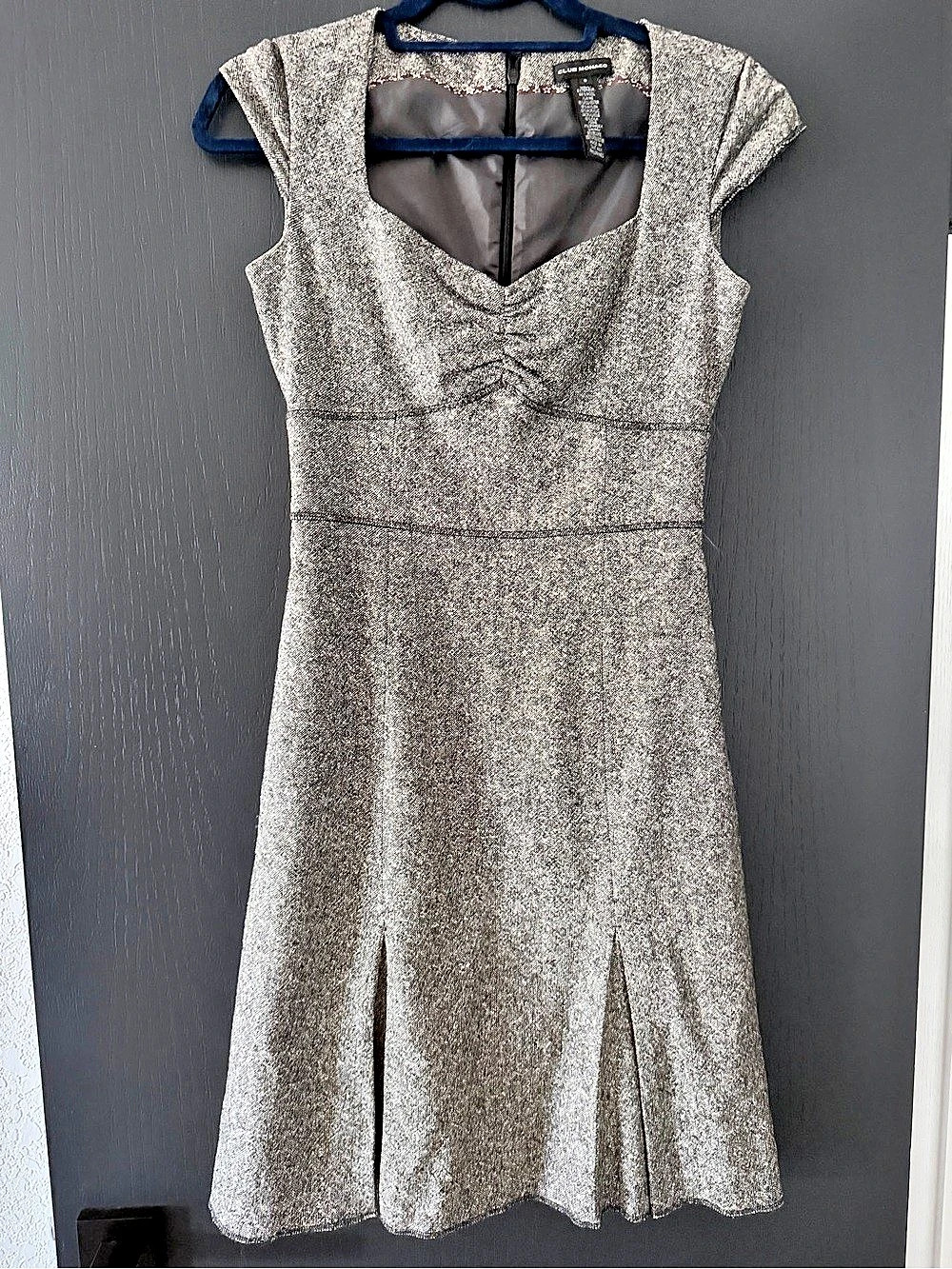Club Monaco Women's Ruched Waist Midi Dress in Gray & Silver